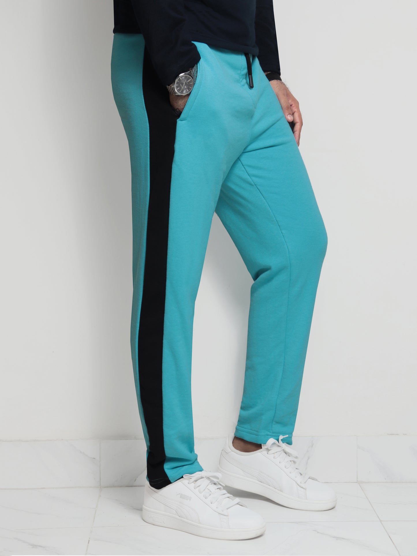 TR328- LCSTE PANEL 100% COTTON TERRY PREMIUM TROUSER "DARK AQUA"