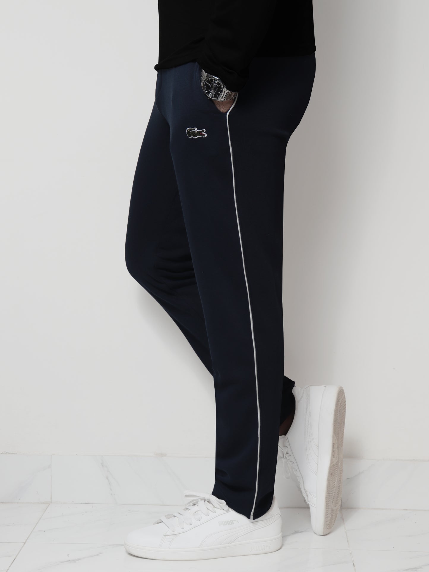 TR328-P- LCSTE 100% COTTON TERRY PIPING TROUSER "NAVY"