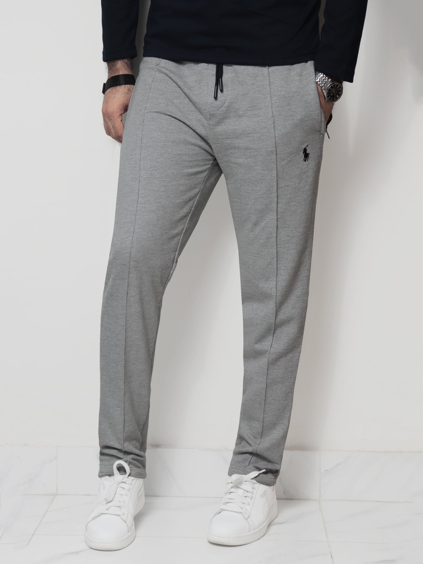 TR329.2- PRLN STRIPE 100% COTTON PREMIUM TROUSER "GREY"