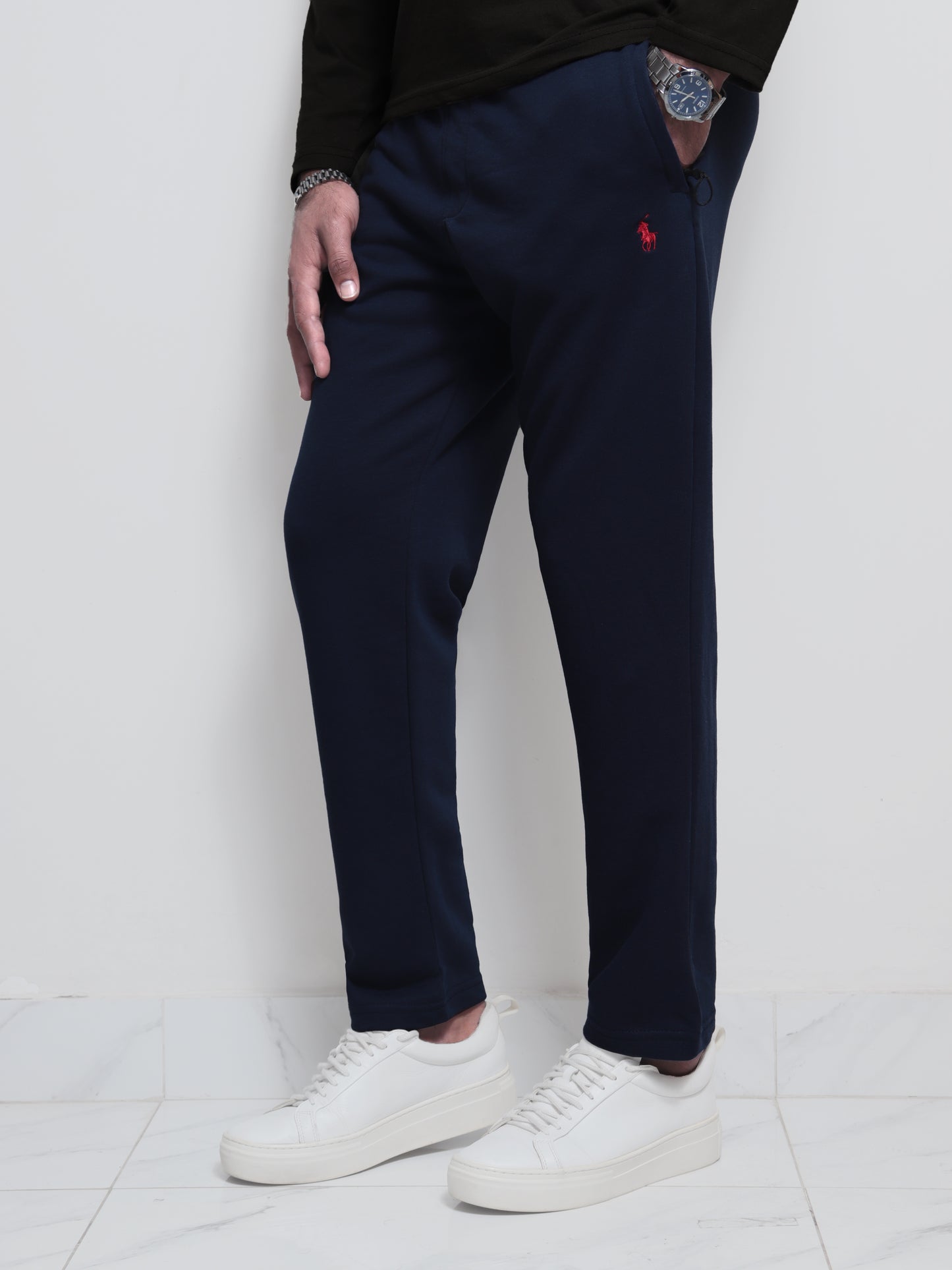 TR329-B- PRLN COTTON TERRY BACK POCKET TROUSER "NEW NAVY"