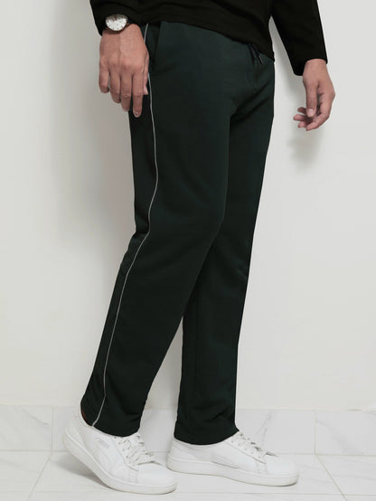 TR328-P- LCSTE 100% COTTON TERRY PIPING TROUSER "DARK GREEN"