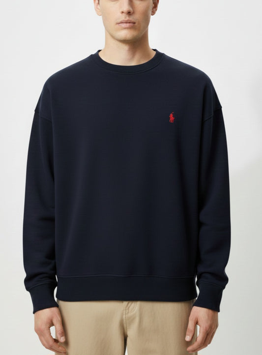 SS402- PRLN PURE COTTON DROP SHOULDER SWEATSHIRT "NAVY"