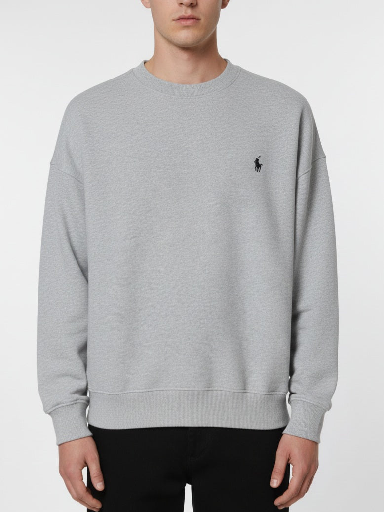 SS402- PRLN PURE COTTON DROP SHOULDER SWEATSHIRT "HEATHER GREY"