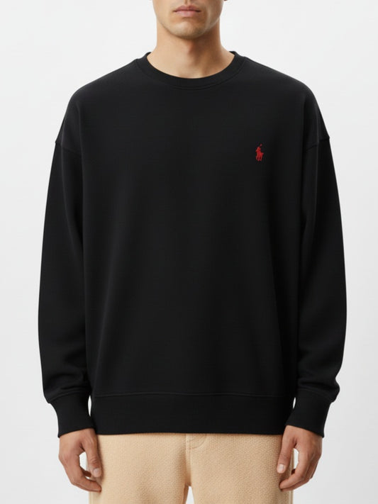 SS402- PRLN PURE COTTON DROP SHOULDER SWEATSHIRT "BLACK"