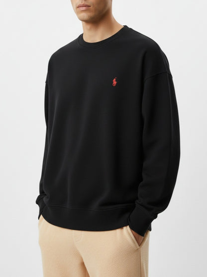 SS402- PRLN PURE COTTON DROP SHOULDER SWEATSHIRT "BLACK"