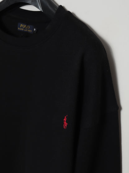 SS402- PRLN PURE COTTON DROP SHOULDER SWEATSHIRT "BLACK"