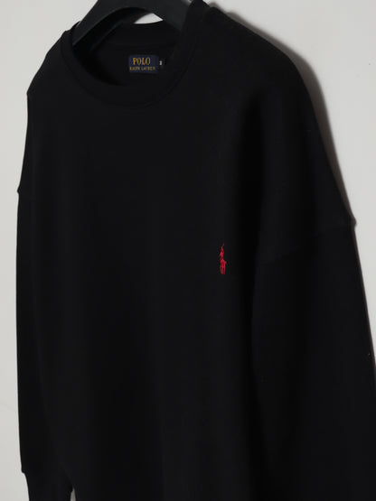 SS402- PRLN PURE COTTON DROP SHOULDER SWEATSHIRT "BLACK"