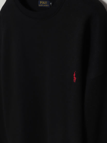 SS402- PRLN PURE COTTON DROP SHOULDER SWEATSHIRT "BLACK"