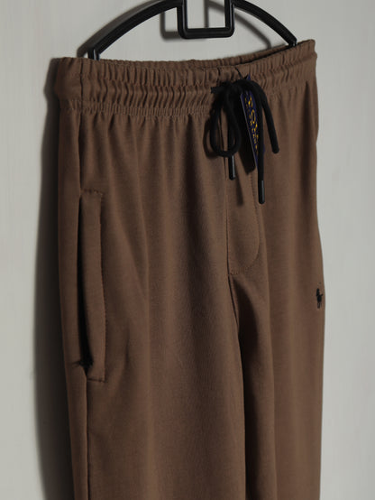 TR329-B- PRLN COTTON TERRY BACK POCKET TROUSER "MID BROWN"