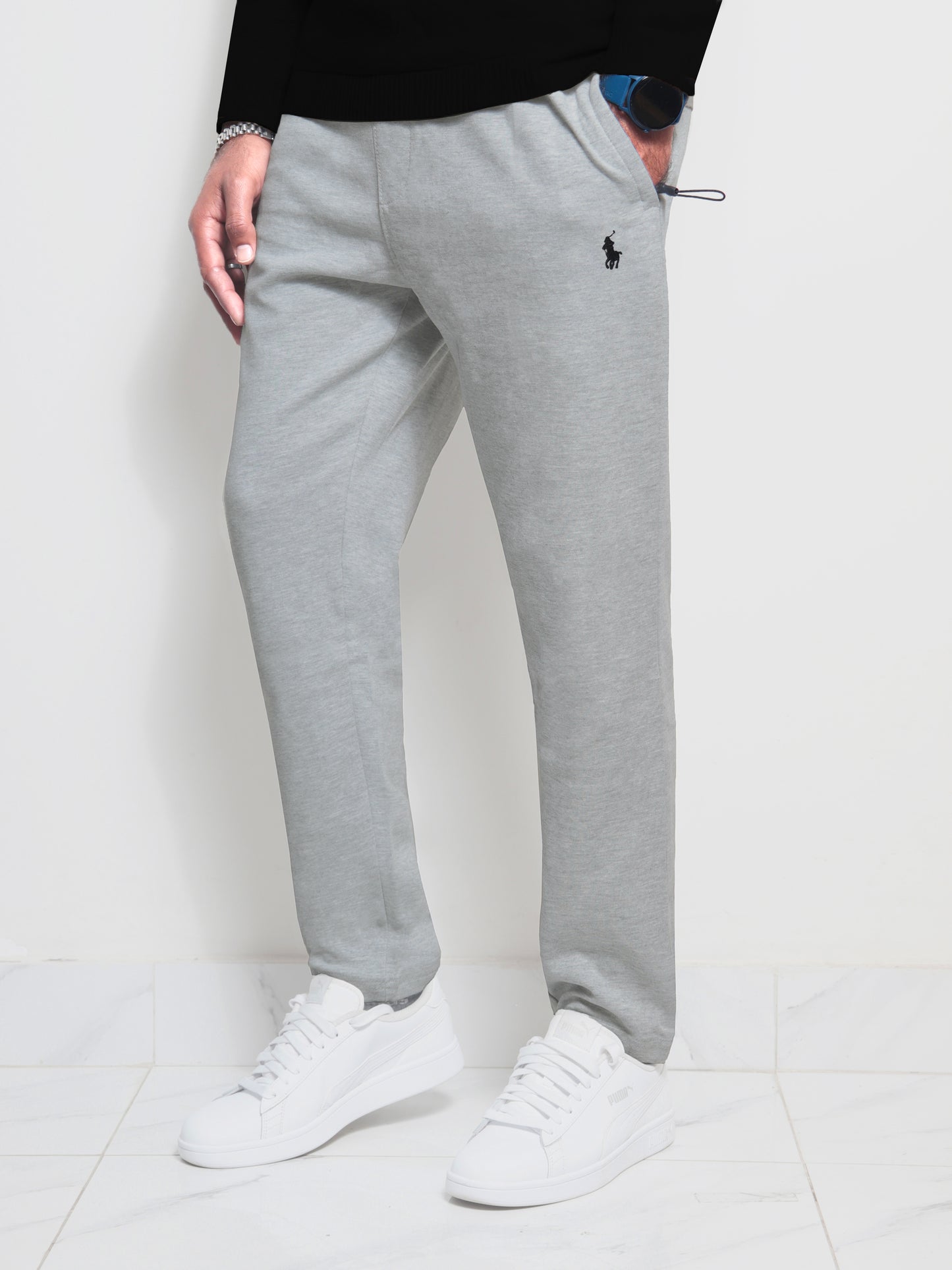 TR329- PRLN COTTON TERRY BACK POCKET TROUSER "NEW GREY"