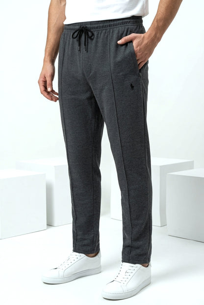TR341- PRL STRIPE RELAX FIT PREMIUM COTTON TROUSER "CHARCOAL"