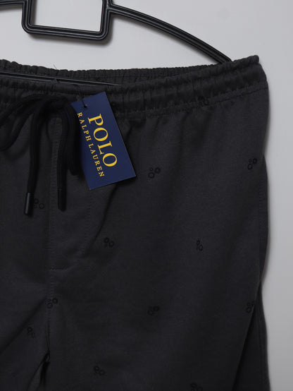 SH405- PRLN RELAX FIT COTTON SHORTS "DARK GREY PRINTED"