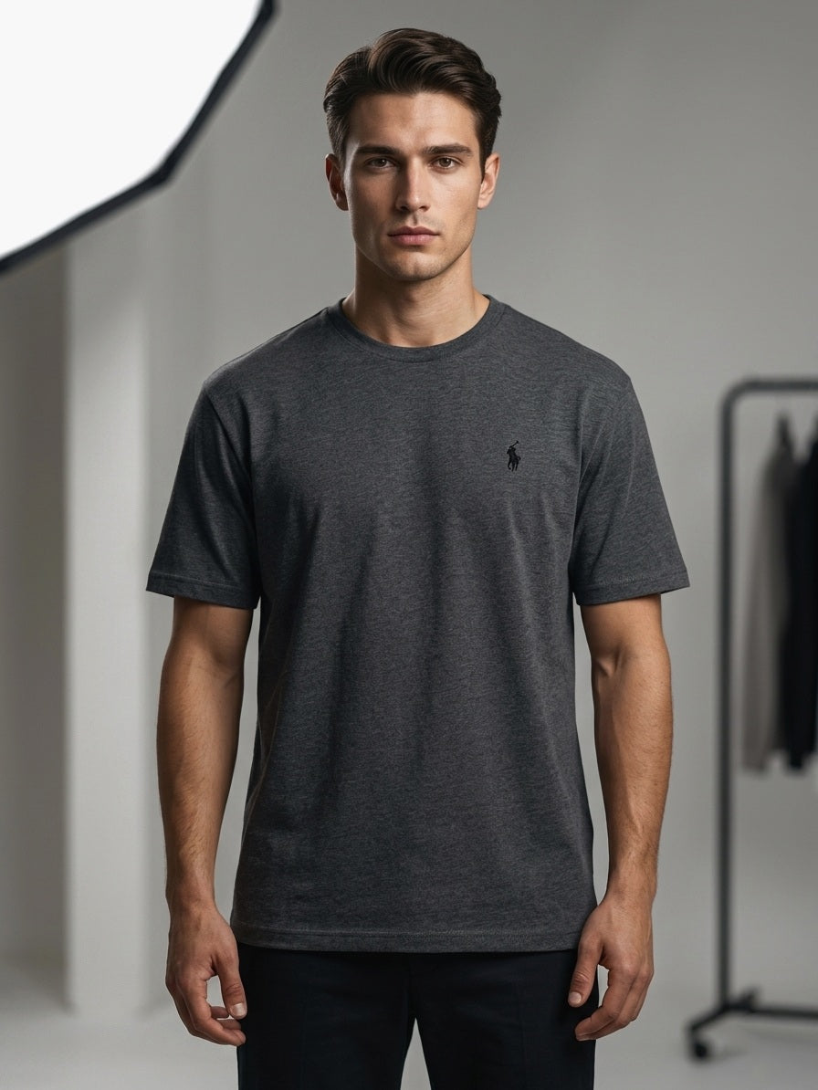 CTS3- PRLN RELAX FIT PREMIUM COTTON T SHIRT "CHARCOAL"