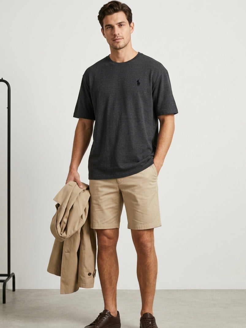 CTS3- PRLN RELAX FIT PREMIUM COTTON T SHIRT "CHARCOAL"