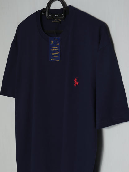 CTS3- PRLN RELAX FIT PREMIUM COTTON T SHIRT "NAVY"