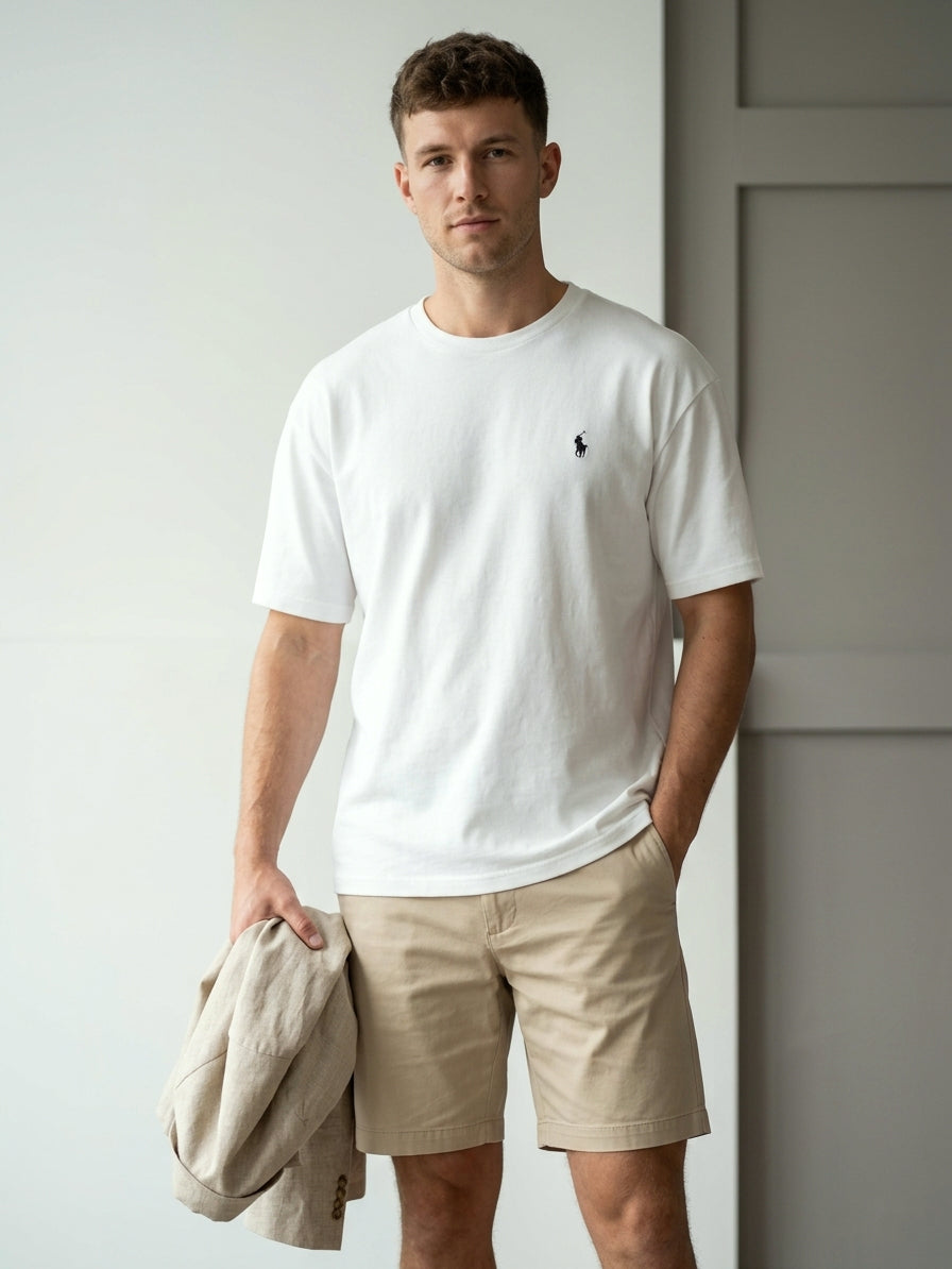 CTS3- PRLN RELAX FIT PREMIUM COTTON T SHIRT "WHITE"