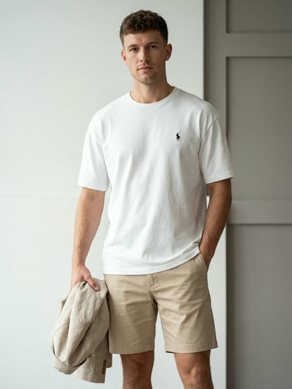 CTS3- PRLN RELAX FIT PREMIUM COTTON T SHIRT "WHITE"