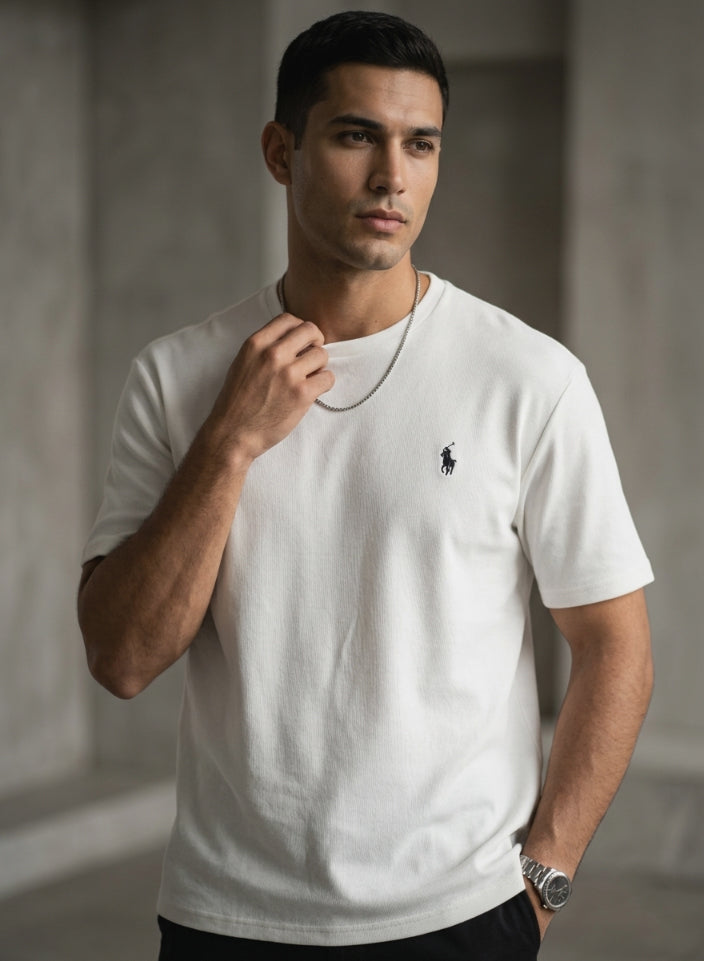 CTS3- PRLN RELAX FIT PREMIUM COTTON T SHIRT "WHITE"