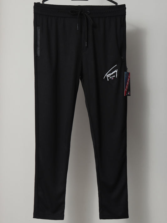 TR323- TJ Embroidered  MESH TEXTURE PREMIUM TROUSER "BLACK"