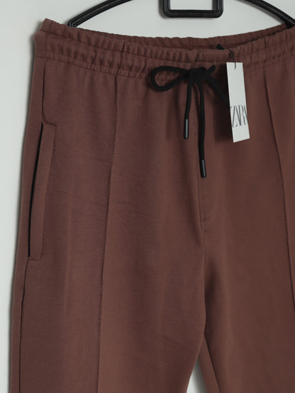 TR339- ZRA FRONT STRIPE 3 POCKET COTTON TROUSER "BROWN"