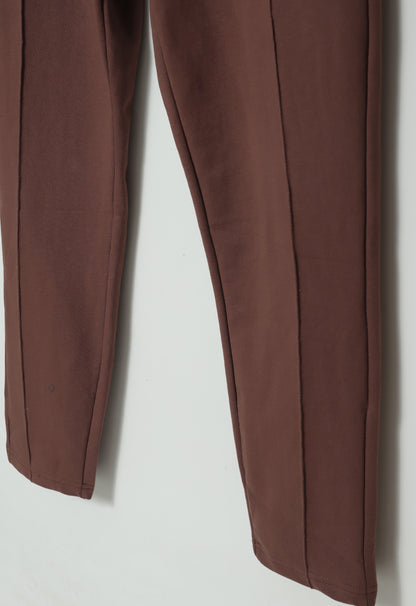 TR339- ZRA FRONT STRIPE 3 POCKET COTTON TROUSER "BROWN"