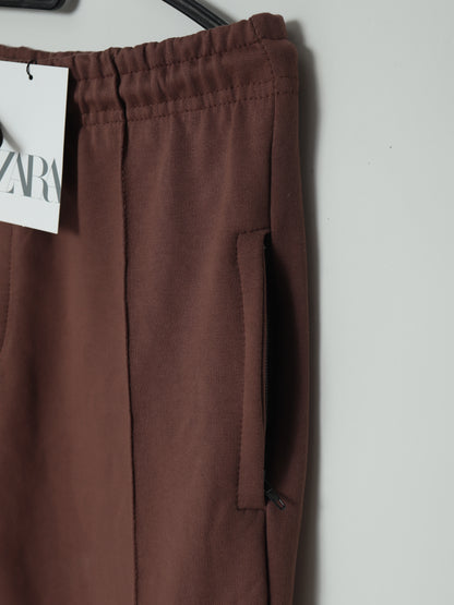 TR339- ZRA FRONT STRIPE 3 POCKET COTTON TROUSER "BROWN"