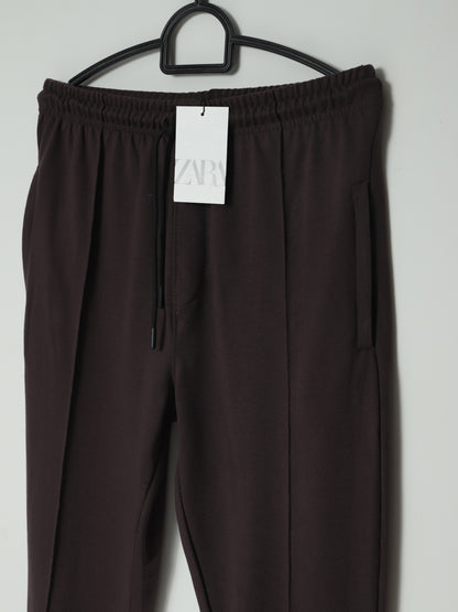 TR339- ZRA FRONT STRIPE 3 POCKET COTTON TROUSER "DARK BROWN"