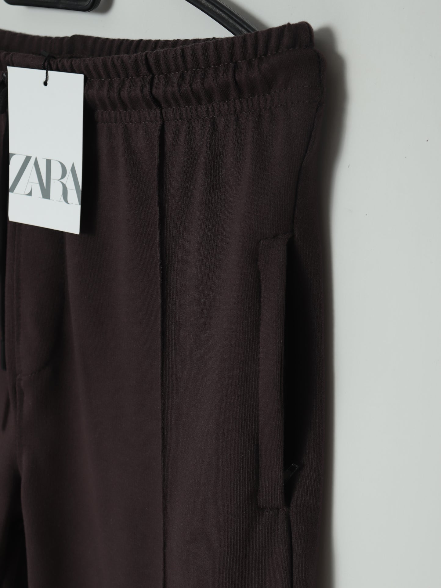 TR339- ZRA FRONT STRIPE 3 POCKET COTTON TROUSER "DARK BROWN"