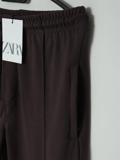 TR339- ZRA FRONT STRIPE 3 POCKET COTTON TROUSER "DARK BROWN"