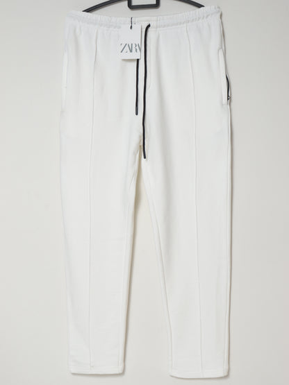 TR339- ZRA FRONT STRIPE 3 POCKET COTTON TROUSER "WHITE"