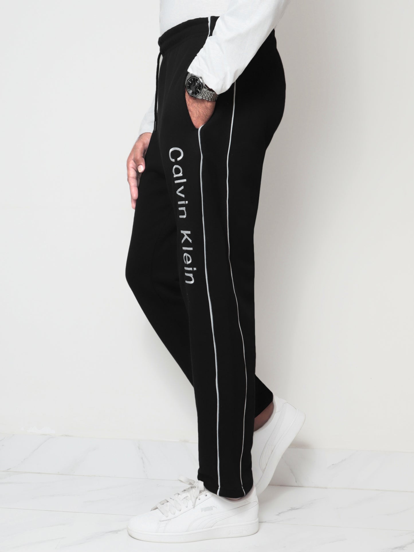 TR338-CKLN PURE COTTON TERRY 3 POCKET TROUSER "BLACK"