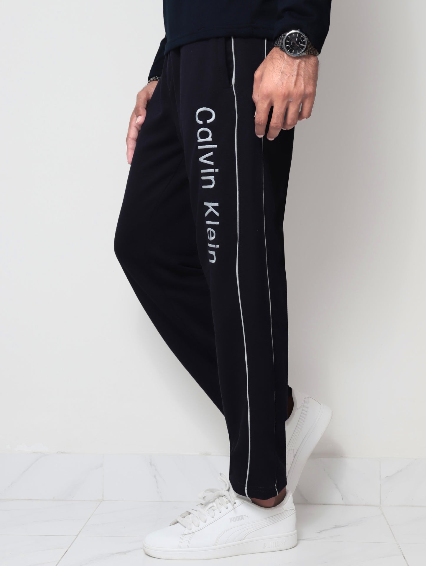 TR338-CKLN PURE COTTON TERRY 3 POCKET TROUSER "DARK NAVY"