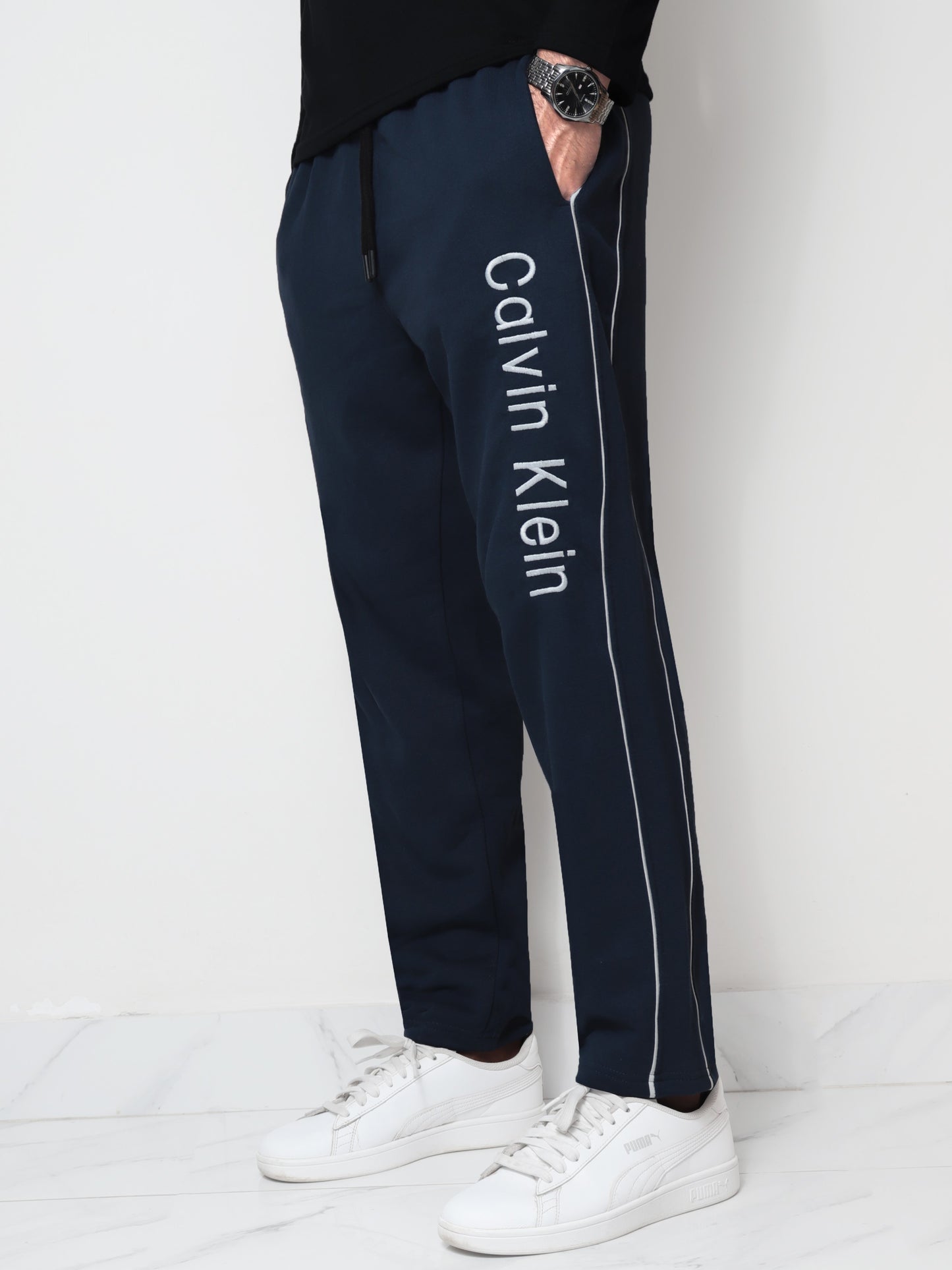 TR338-CKLN PURE COTTON TERRY 3 POCKET TROUSER "NAVY BLUE"