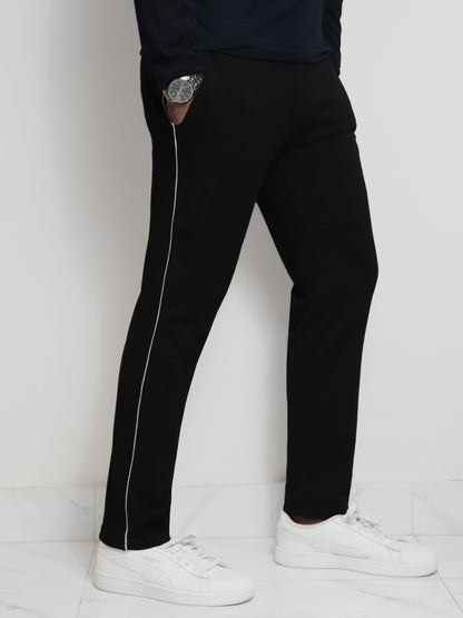 TR328-P- LCSTE 100% COTTON TERRY PIPING TROUSER "BLACK"