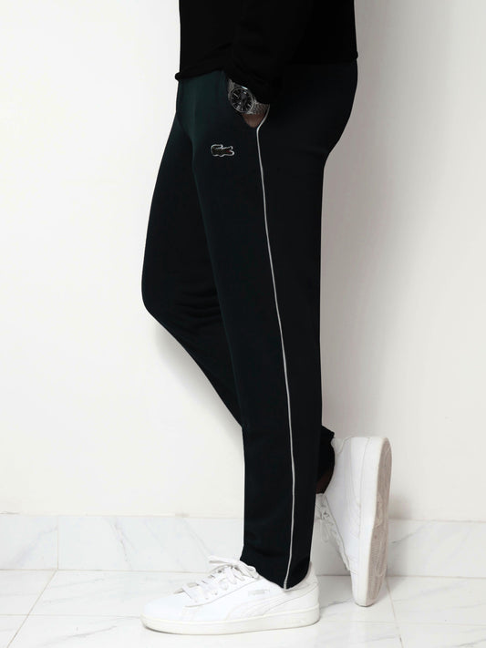 TR328-P- LCSTE 100% COTTON TERRY PIPING TROUSER "FOREST BLACK"