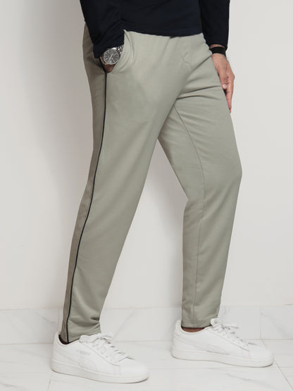 TR328-P- LCSTE 100% COTTON TERRY PIPING TROUSER "KHAKI"
