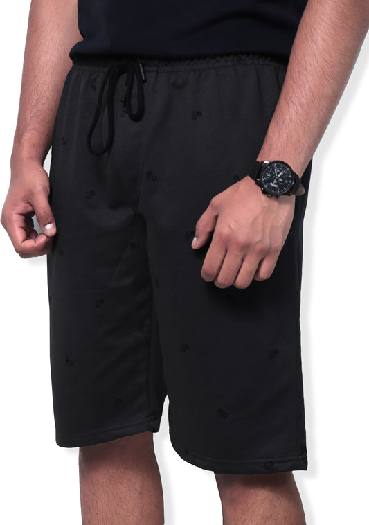 SH405- PRLN RELAX FIT COTTON SHORTS "DARK GREY PRINTED"