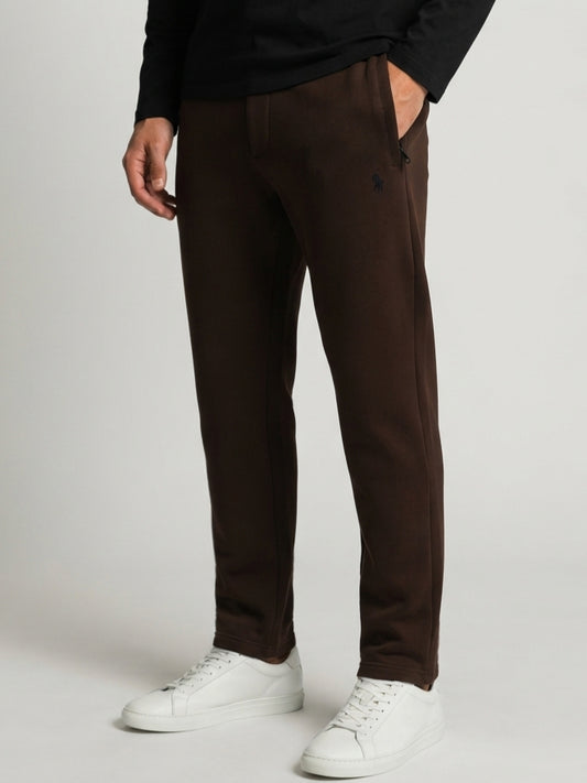 TR329-B- PRLN COTTON TERRY BACK POCKET TROUSER "DARK BROWN"