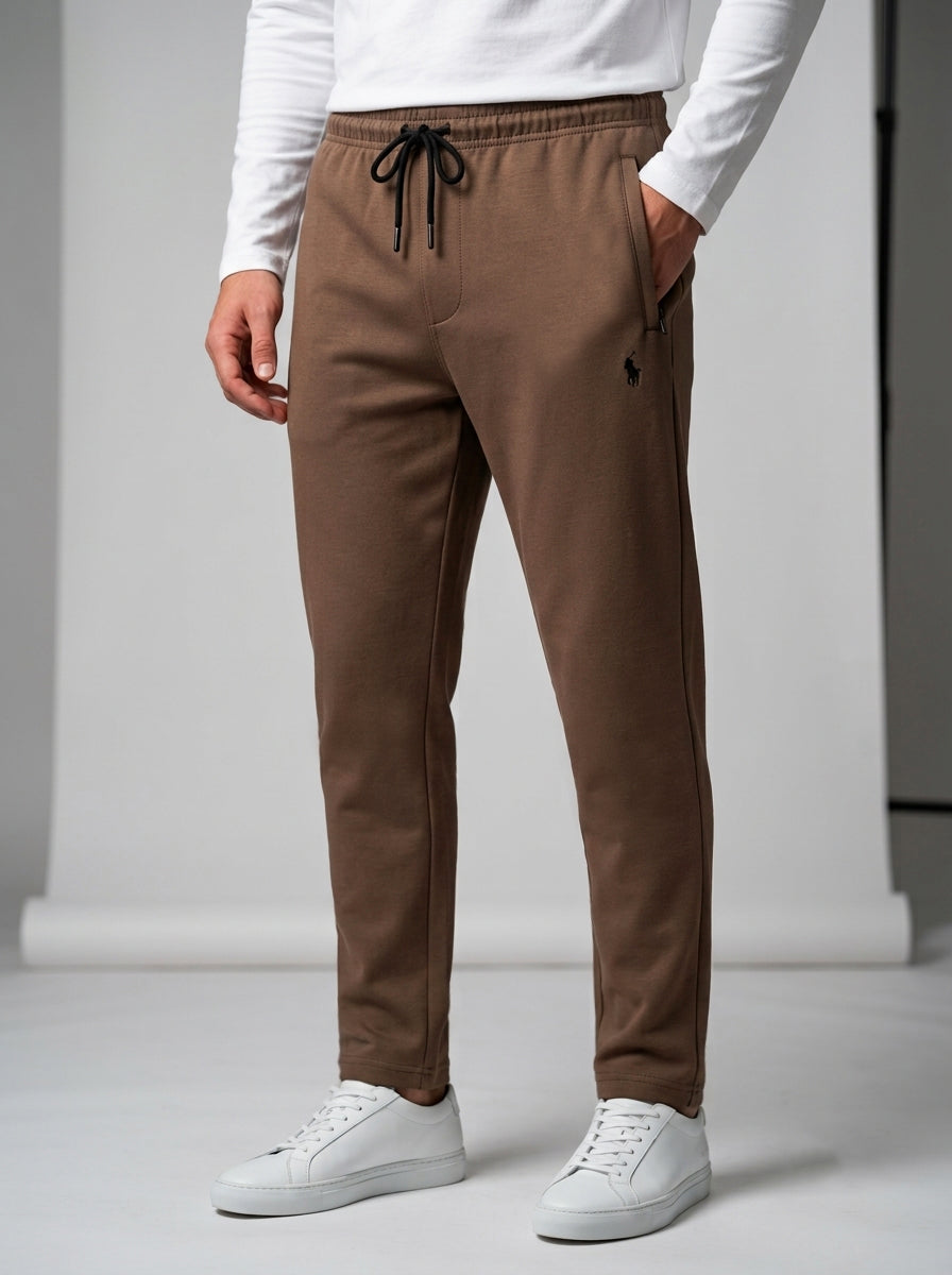 TR329-B- PRLN COTTON TERRY BACK POCKET TROUSER "MID BROWN"
