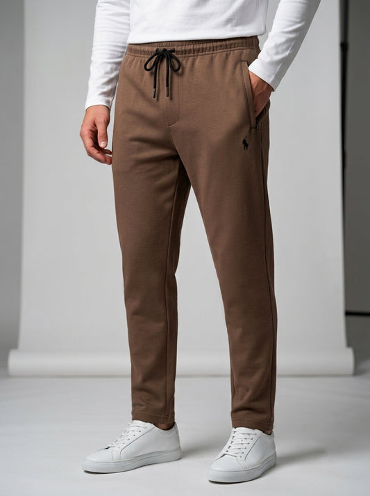 TR329-B- PRLN COTTON TERRY BACK POCKET TROUSER "MID BROWN"