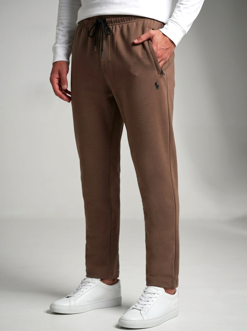 TR329-B- PRLN COTTON TERRY BACK POCKET TROUSER "MID BROWN"
