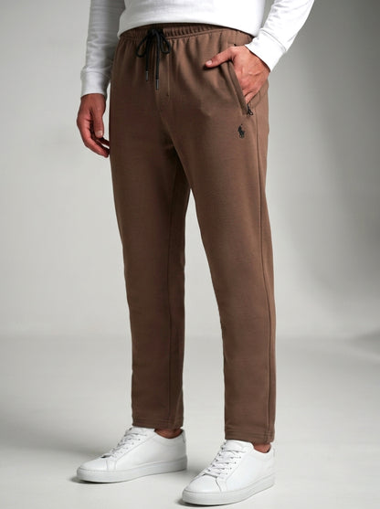 TR329-B- PRLN COTTON TERRY BACK POCKET TROUSER "MID BROWN"
