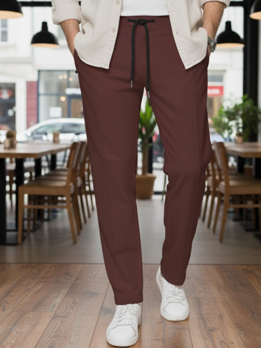 TR339- ZRA FRONT STRIPE 3 POCKET COTTON TROUSER "BROWN"