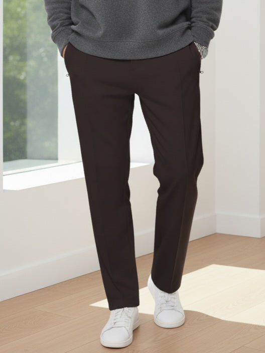 TR339- ZRA FRONT STRIPE 3 POCKET COTTON TROUSER "DARK BROWN"