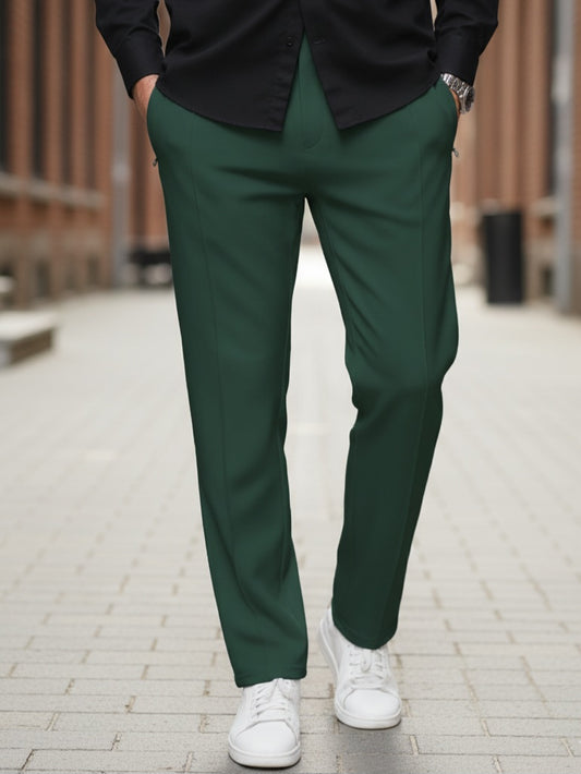 TR339- ZRA FRONT STRIPE 3 POCKET COTTON TROUSER "GREEN"