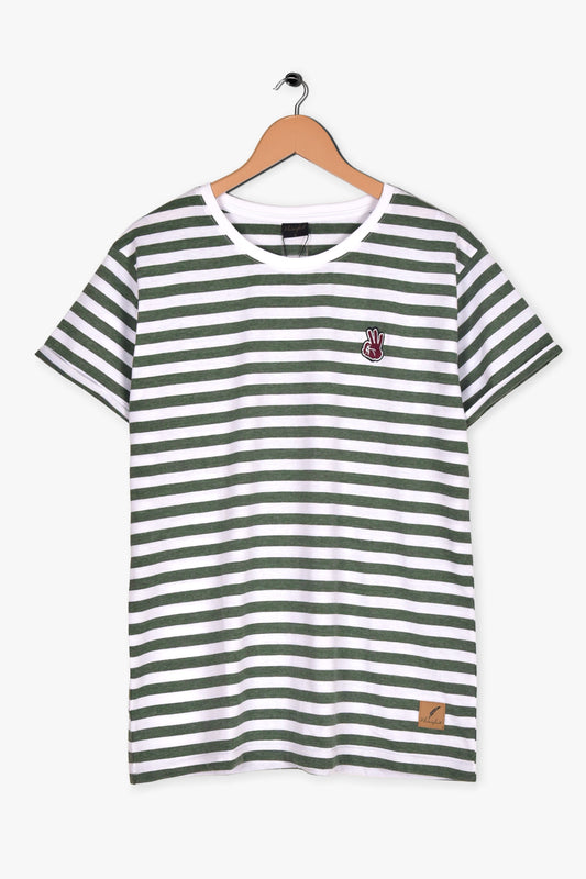 TS105-KLENGKET STRIPED T SHIRT "OLIVE/WHITE"