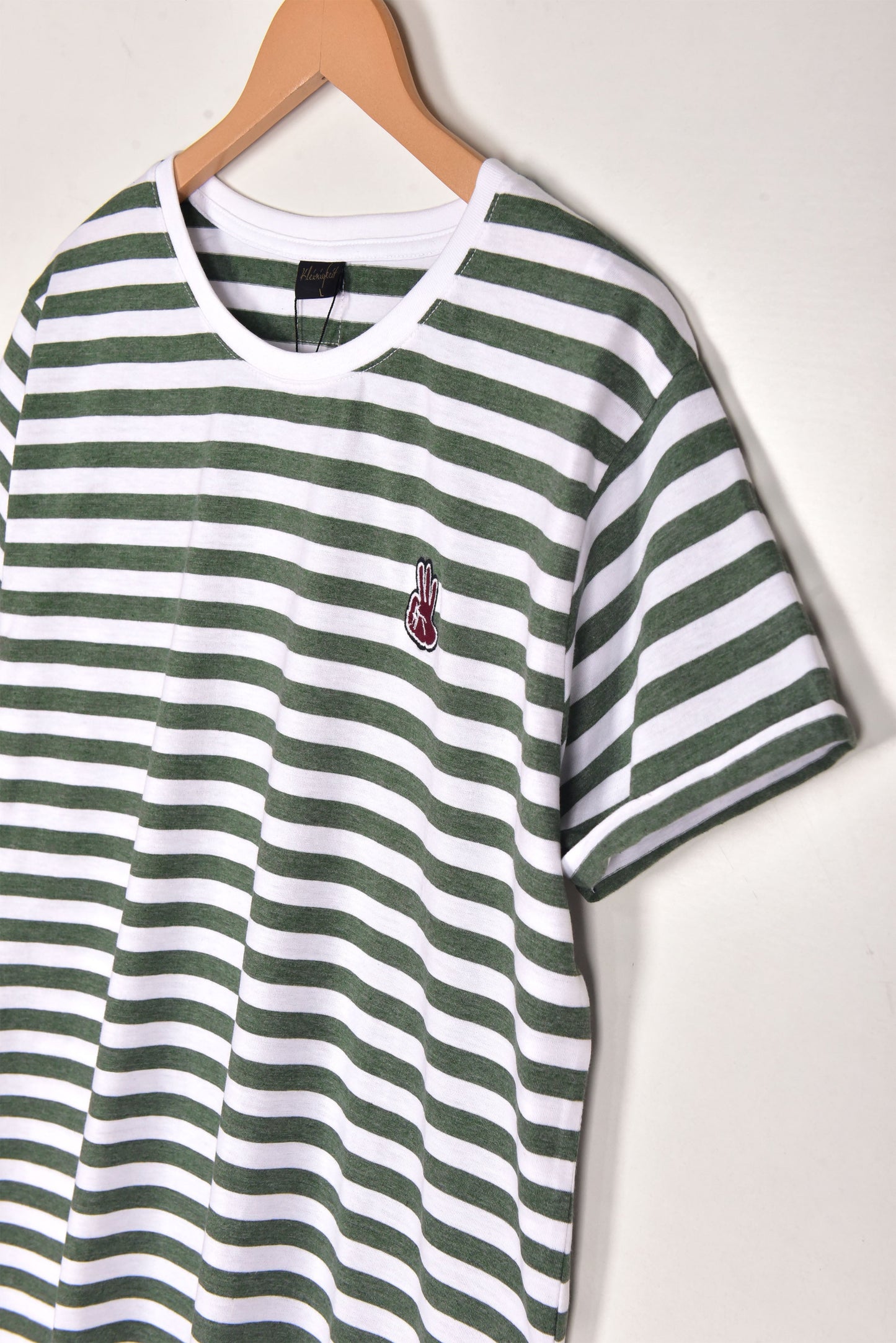 TS105-KLENGKET STRIPED T SHIRT "OLIVE/WHITE"